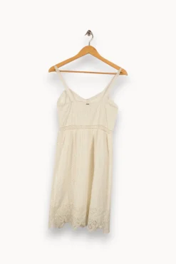 Cheap IKKS Robe he avec broderies et dentelle - Taille XS/34 Blanc