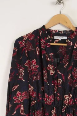 Best Sale Gerard Darel Robe foncé à motif de fleurs rouges - Taille S/36 Bleu