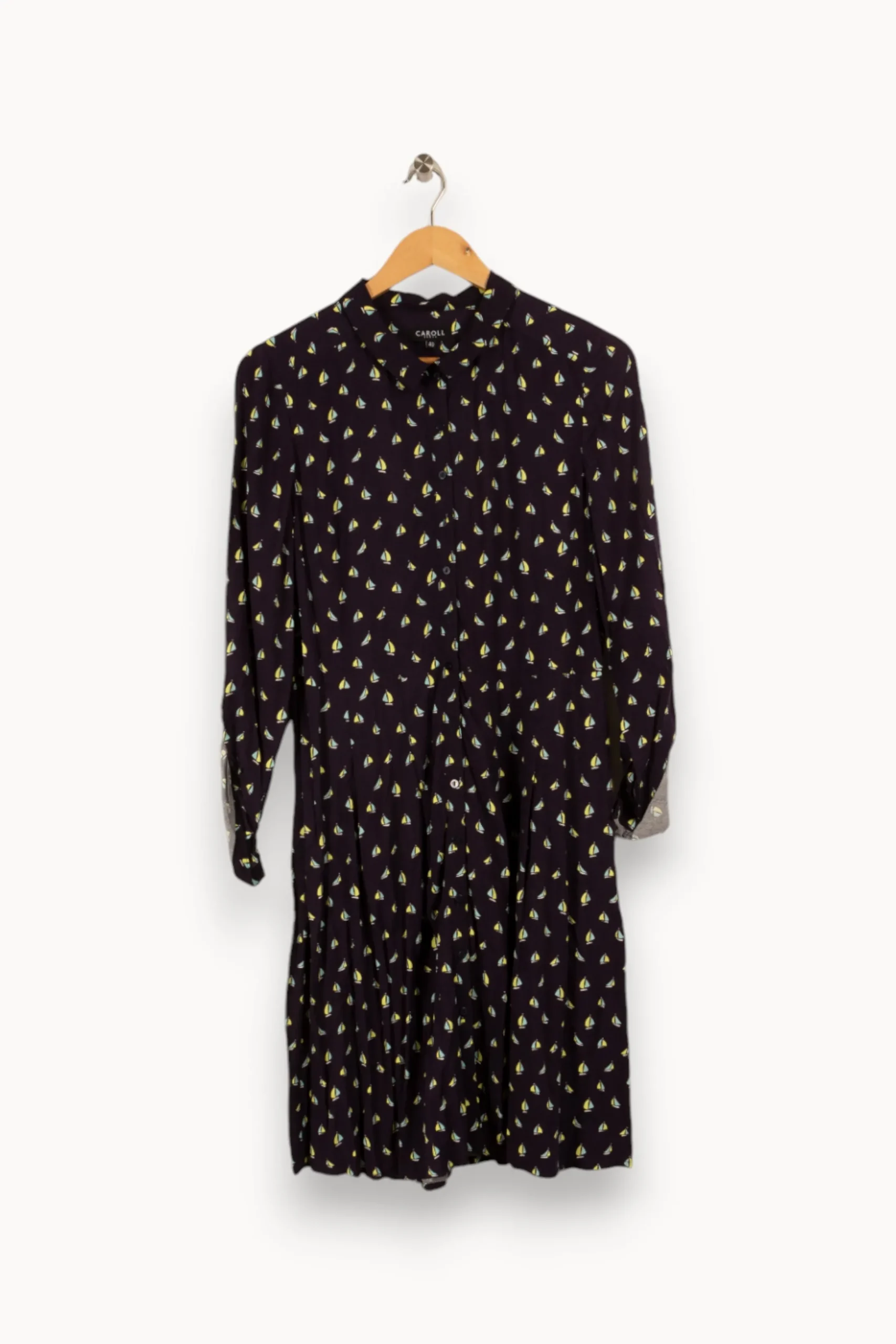 Sale Caroll Robe e à motifs - Taille L/40 Bleu