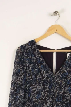 Sale Caroll Robe e fleurie - Taille S/36 Bleu