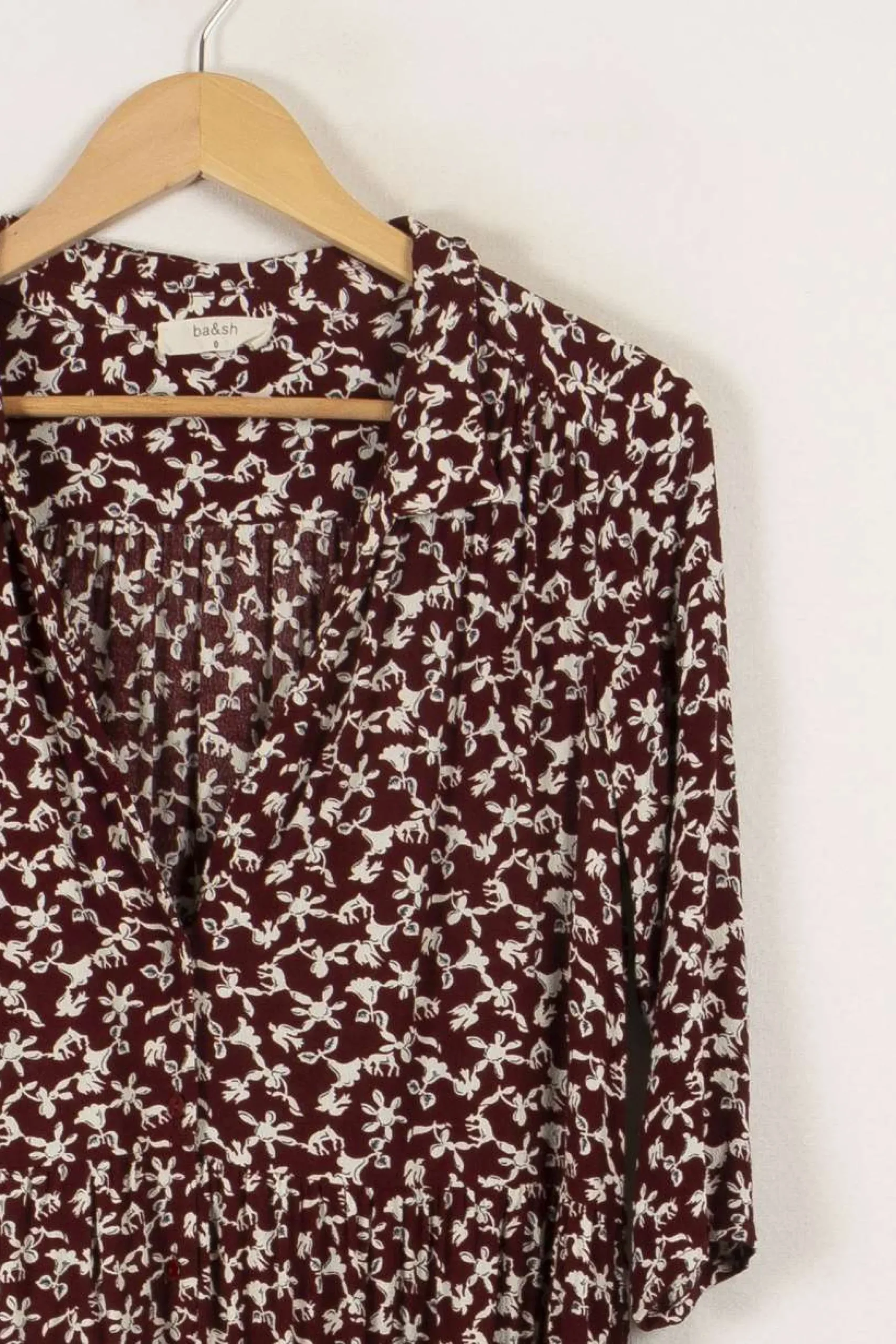 Shop ba&sh Robe à motifs - Taille XS/34 Bordeaux