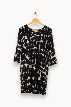 Sale La Fée Maraboutée Robe courte cintrée bleu foncé à imprimé ethnique - M/38 Multicolore