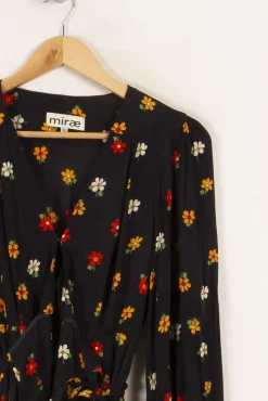 Outlet Mirae Robe courte noire à motif de fleurs s - Taille S/36 Multicolore