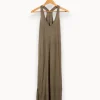Best Sale Kujten Robe kaki en lin - Taille S/36 Vert