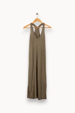 Best Sale Kujten Robe kaki en lin - Taille S/36 Vert