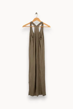 Best Sale Kujten Robe kaki en lin - Taille S/36 Vert
