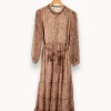 Outlet Caroll Robe longue à motifs - Taille S/36 Marron