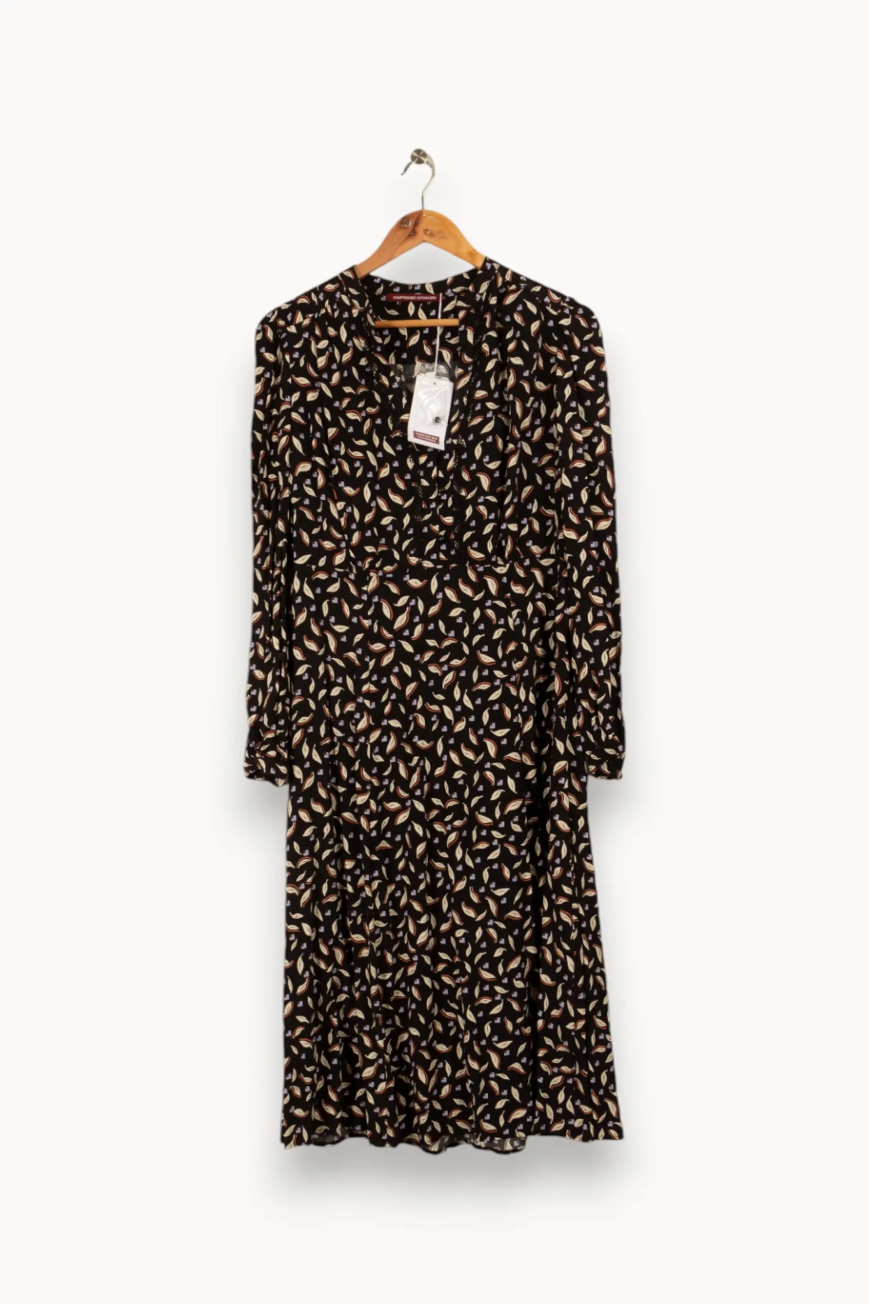 Shop Comptoir des Cotonniers Robe longue à motifs - Taille L/40 Noir