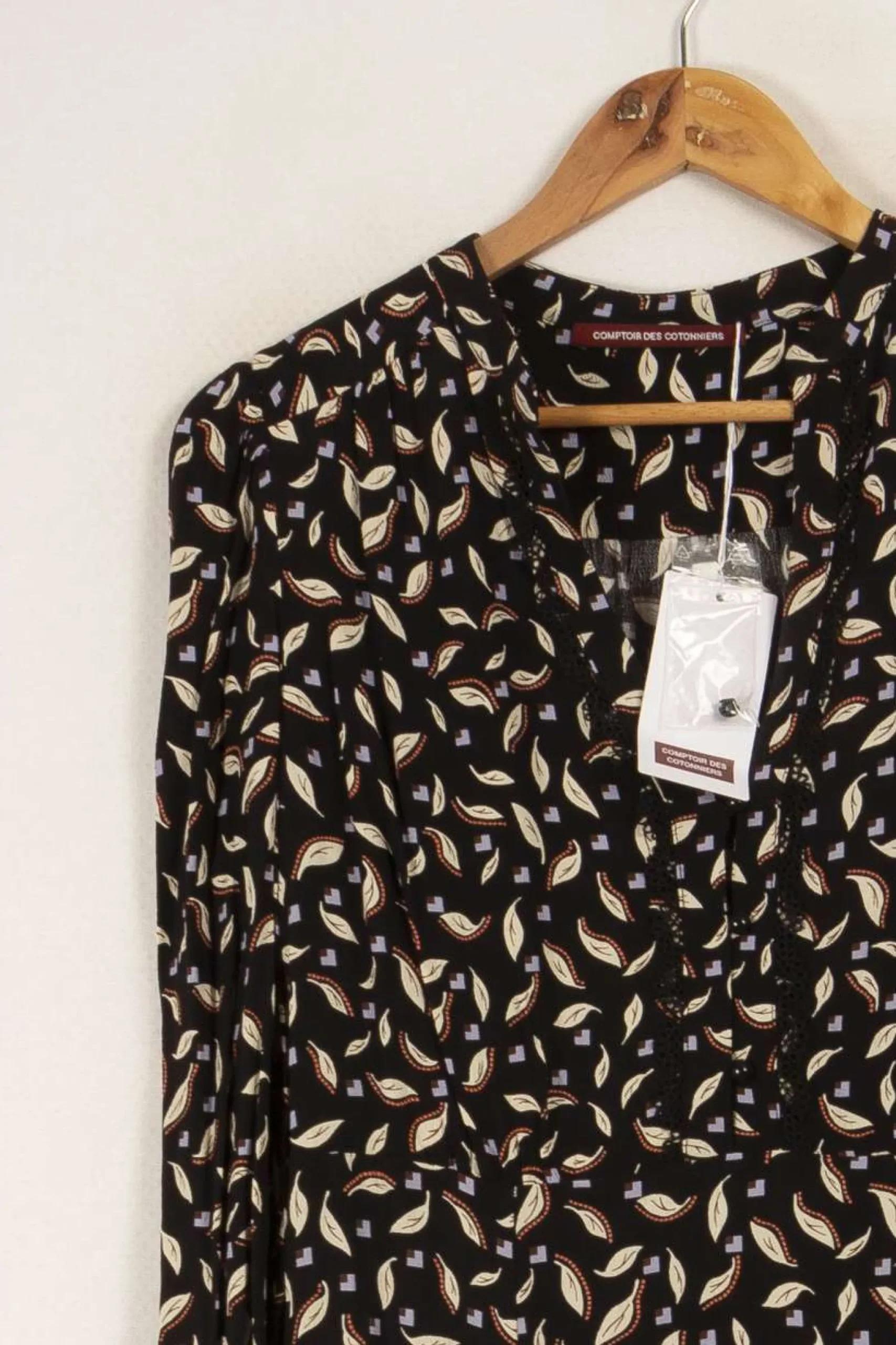 Shop Comptoir des Cotonniers Robe longue à motifs - Taille L/40 Noir