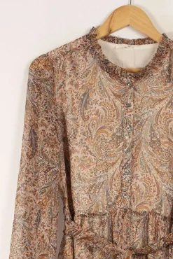 Outlet Caroll Robe longue à motifs - Taille S/36 Marron