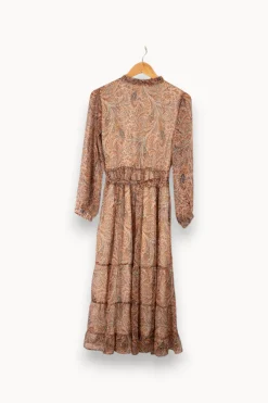 Outlet Caroll Robe longue à motifs - Taille S/36 Marron