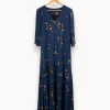 Fashion Caroll Robe longue e à motifs - Taille M/38 Bleu