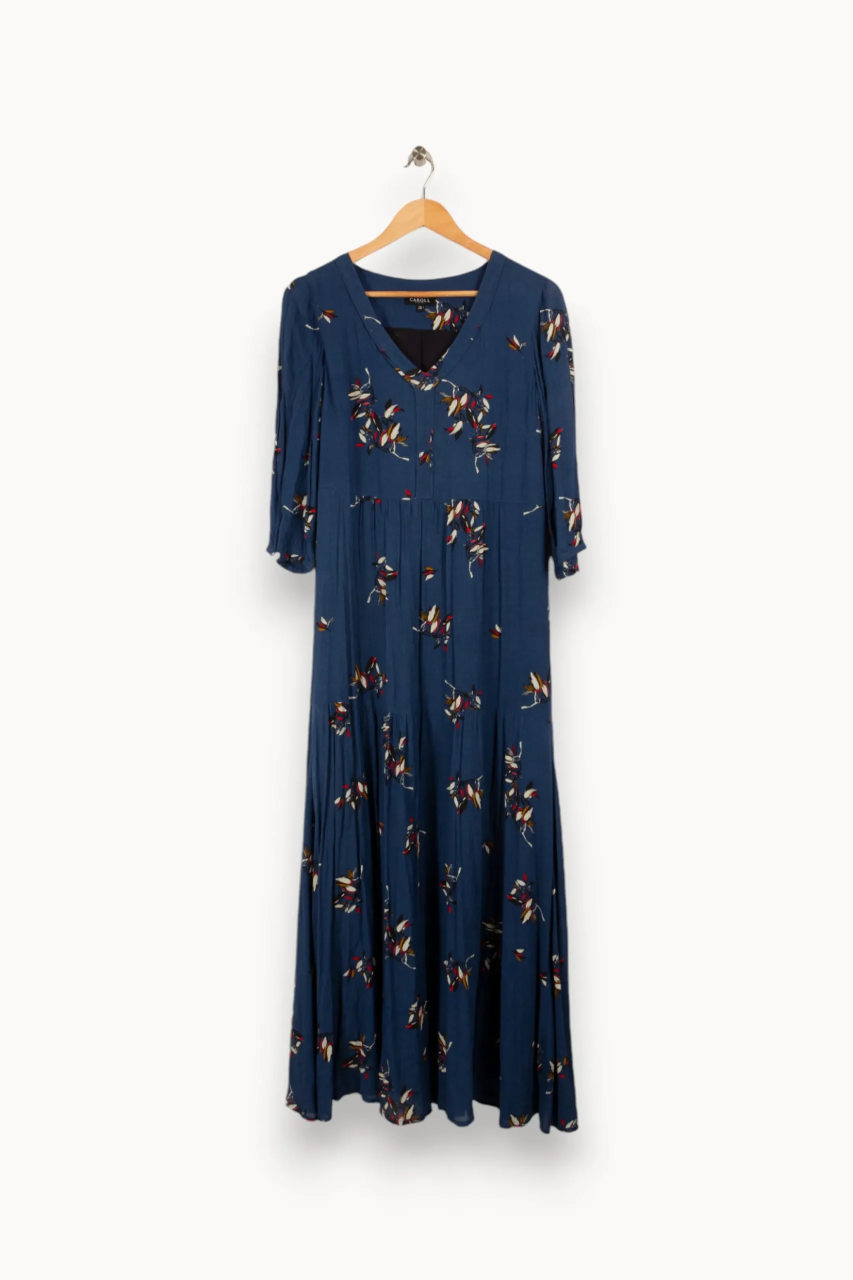 Fashion Caroll Robe longue e à motifs - Taille M/38 Bleu