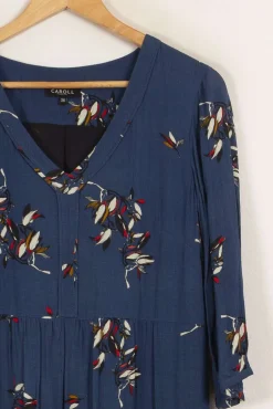 Fashion Caroll Robe longue e à motifs - Taille M/38 Bleu