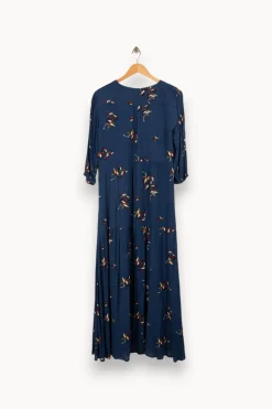 Fashion Caroll Robe longue e à motifs - Taille M/38 Bleu