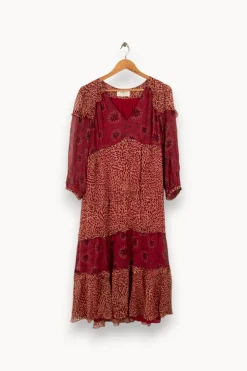 Best Sale ba&sh Robe longue à motifs - Taille M/38 Bordeaux