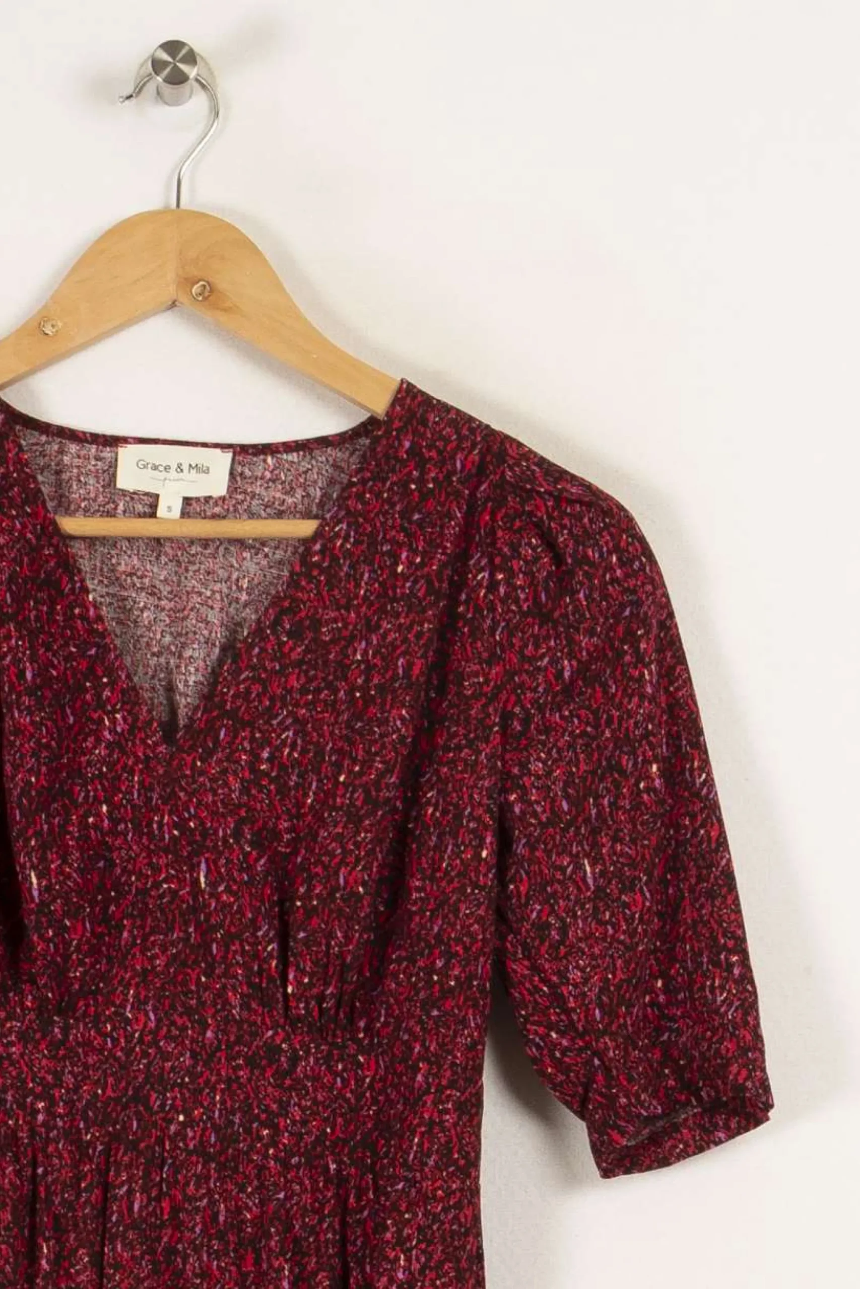 Discount Grace & Mila Robe longue à motifs - Taille S/36 Bordeaux