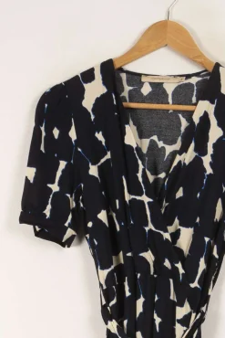 Outlet La Fée Maraboutée Robe longue cintrée bohème marine manches courtes - XS/34 Bleu