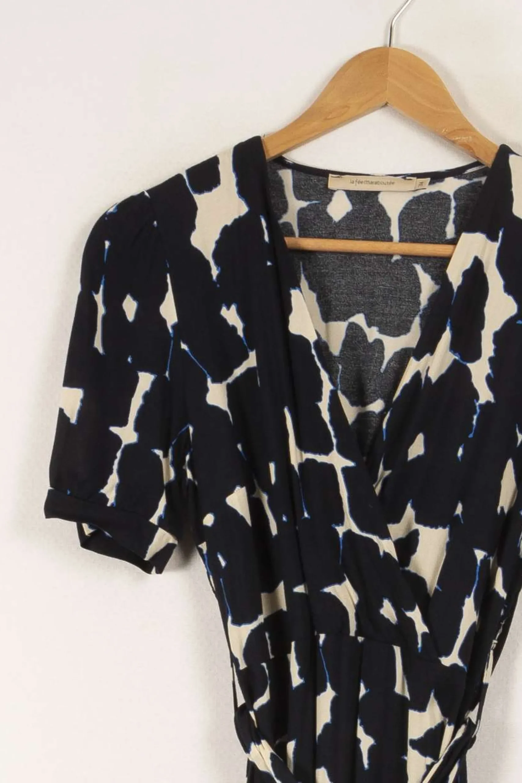 Outlet La Fée Maraboutée Robe longue cintrée bohème marine manches courtes - XS/34 Bleu