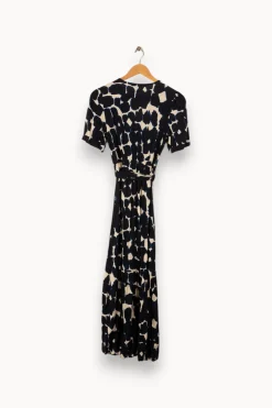 Outlet La Fée Maraboutée Robe longue cintrée bohème marine manches courtes - XS/34 Bleu
