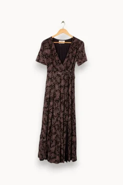 Clearance ba&sh Robe longue e à motif fleuri - Taille XS/34 Noir