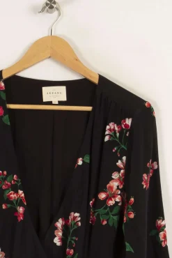 Clearance Sézane Robe longue noire à motifs - Taille XXL/44 Multicolore