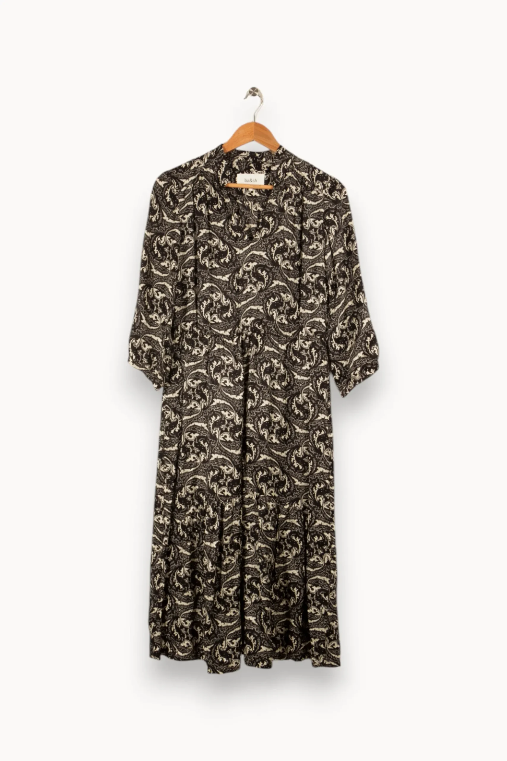 Shop ba&sh Robe longue e et blanche - Taille S/36 Noir