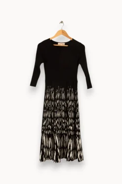 Hot Derhy Robe longue e et blanche - Taille M/38 Noir