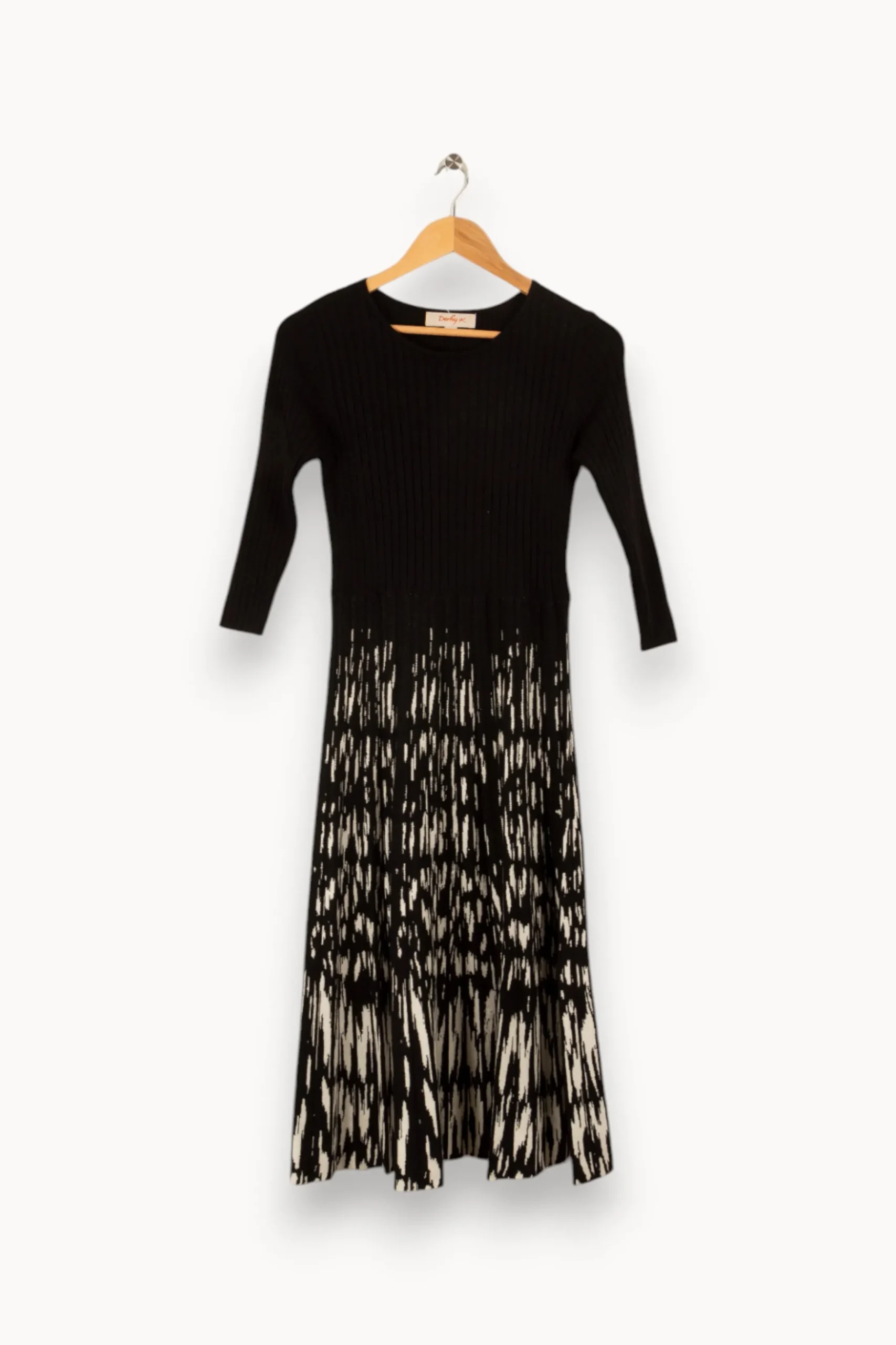 Hot Derhy Robe longue e et blanche - Taille M/38 Noir