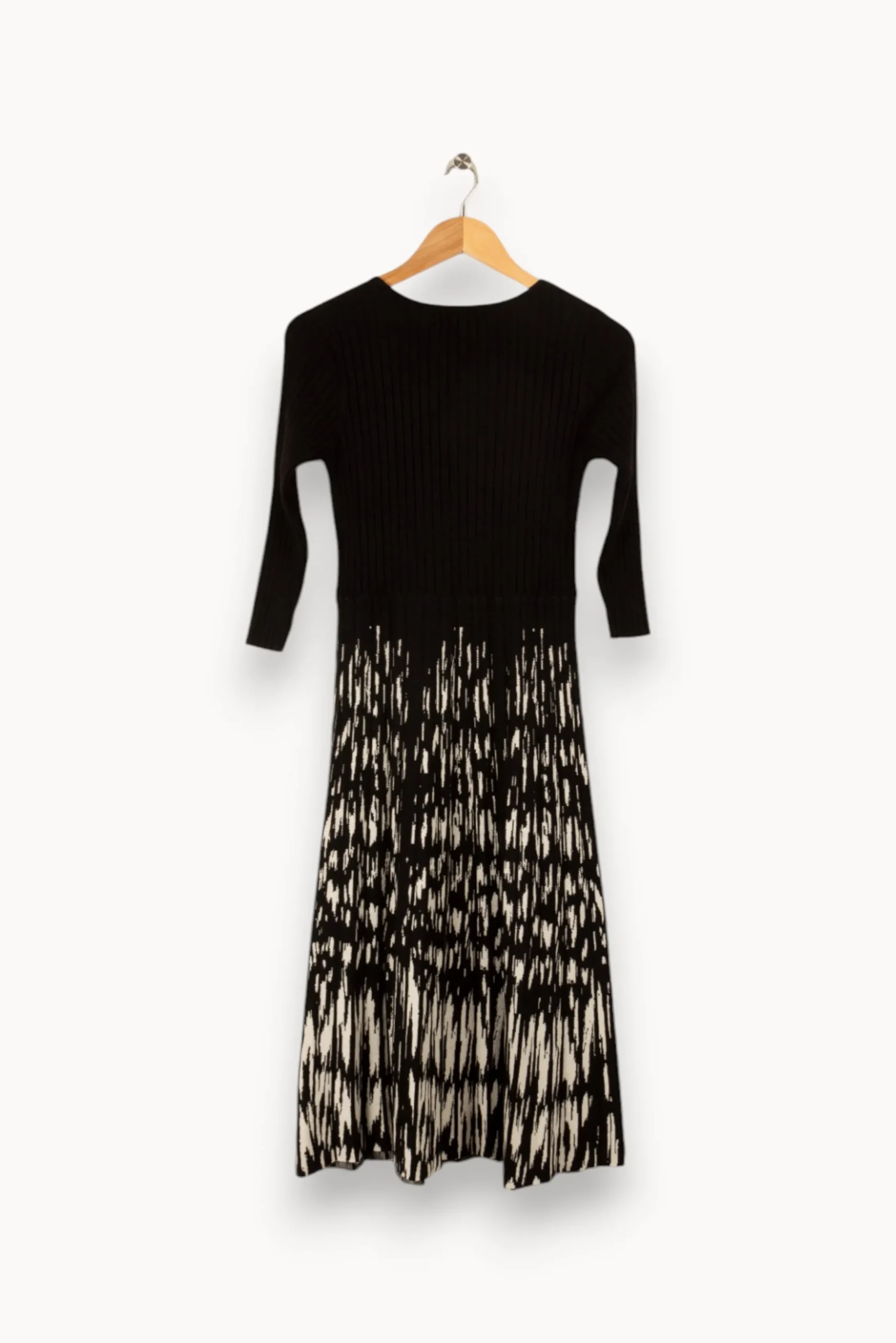 Hot Derhy Robe longue e et blanche - Taille M/38 Noir