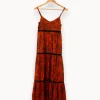 Best Sale La Fée Maraboutée Robe longue à motifs - Taille XS/34 Orange