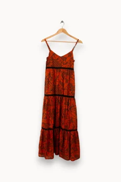 Best Sale La Fée Maraboutée Robe longue à motifs - Taille XS/34 Orange