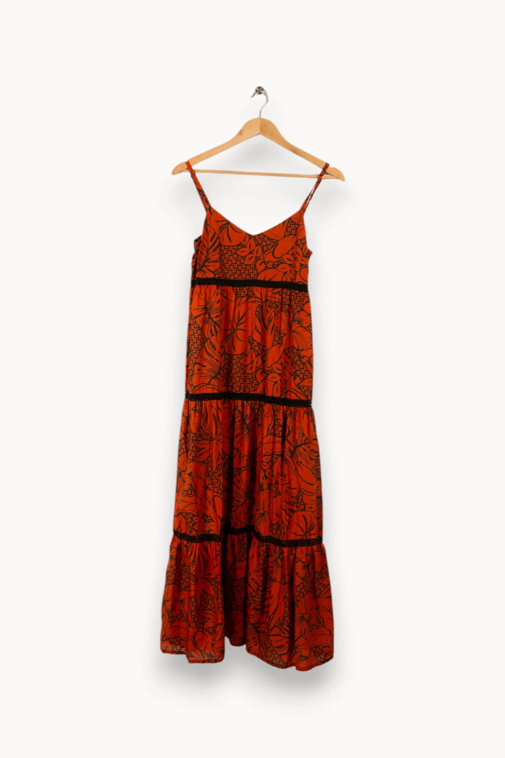 Best Sale La Fée Maraboutée Robe longue à motifs - Taille XS/34 Orange