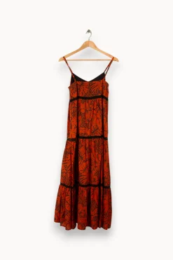Best Sale La Fée Maraboutée Robe longue à motifs - Taille XS/34 Orange