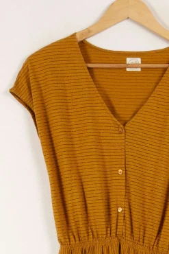 New Des petits hauts Robe longue rayée - Taille S/36 Orange