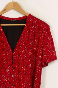 Best IKKS Robe longue à motifs - Taille XL/42 Rouge