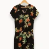 Online IKKS Robe e fleurie - Taille M/38 Noir