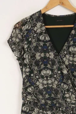 Hot IKKS Robe verte à motif floral - Taille XS/34 Bleu