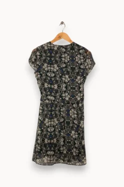 Hot IKKS Robe verte à motif floral - Taille XS/34 Bleu