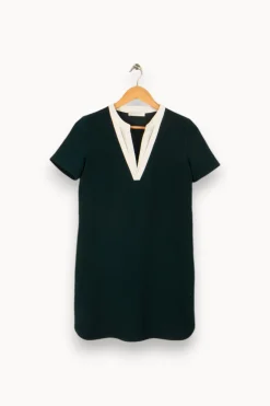 Shop Sandro Robe e avec col blanc - Taille S/36 Vert