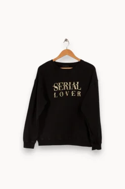 Clearance IKKS Sweat à inscriptions - Taille S/36 Noir