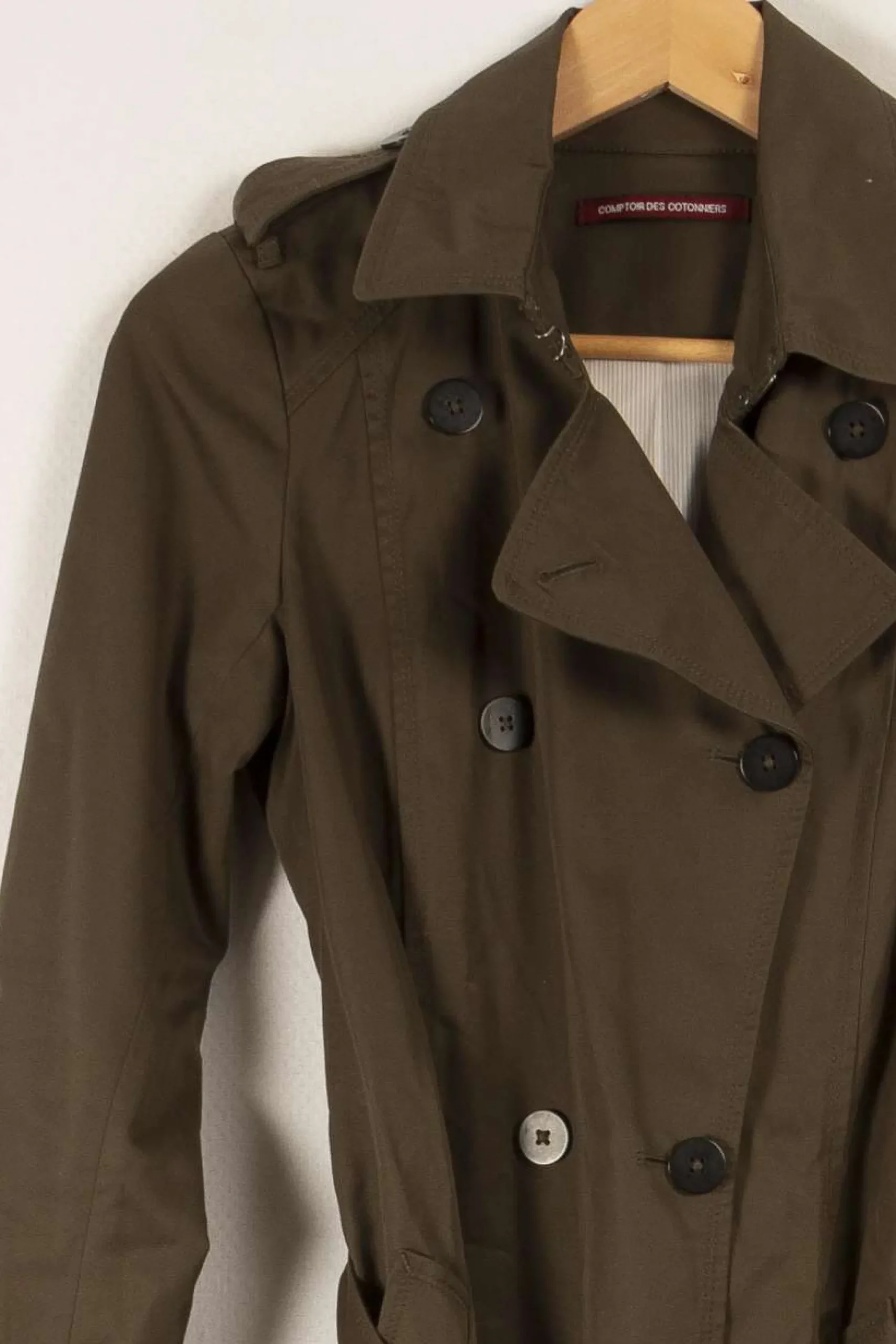 Discount Comptoir des Cotonniers Trench - Taille S/36 Vert