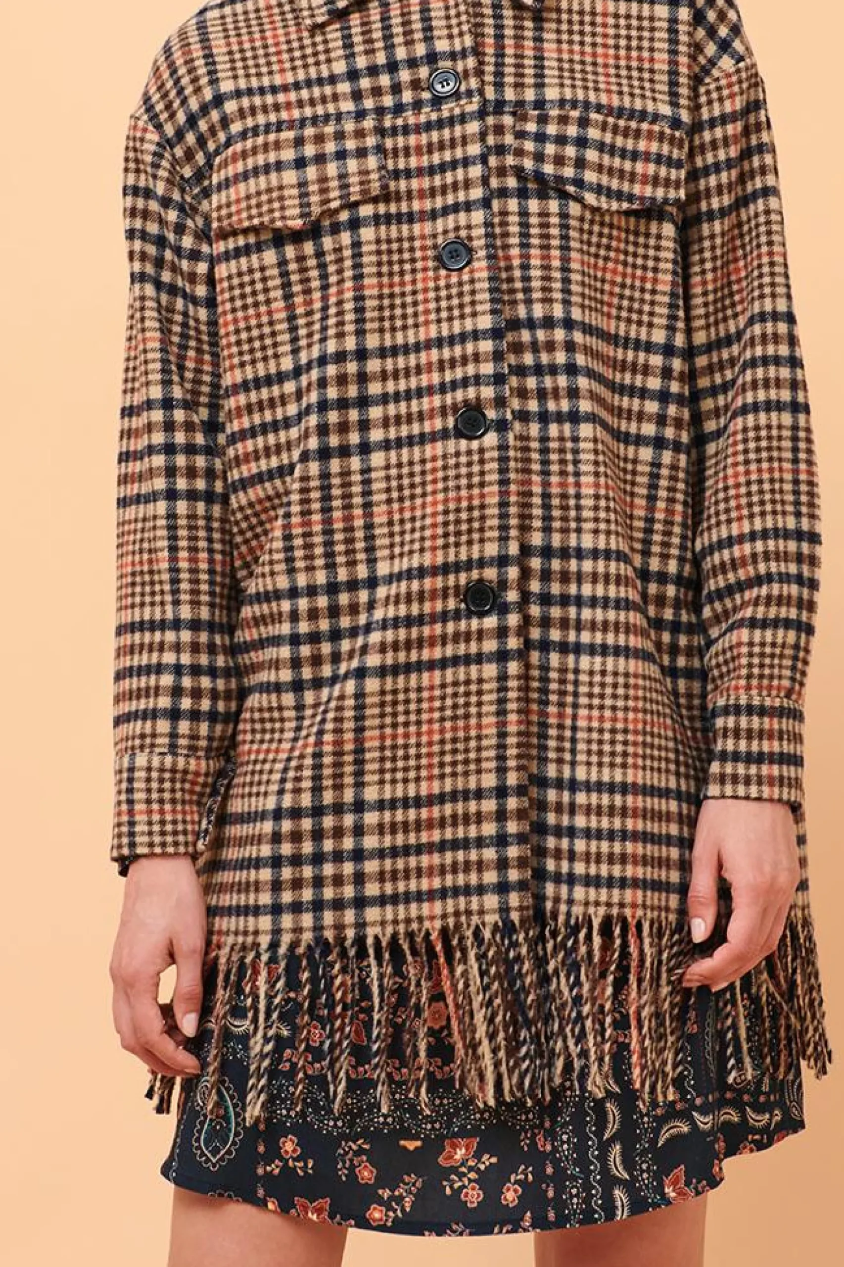 Store La Fée Maraboutée Veste chemise à carreaux en laine mélangée - XL/42 Multicolore