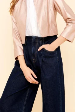 New La Fée Maraboutée Veste courte façon cuir - L/40 Rose