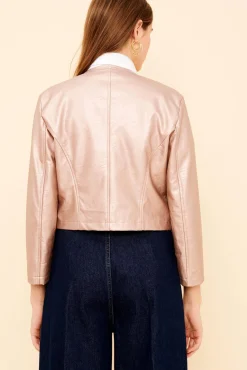 New La Fée Maraboutée Veste courte façon cuir - L/40 Rose