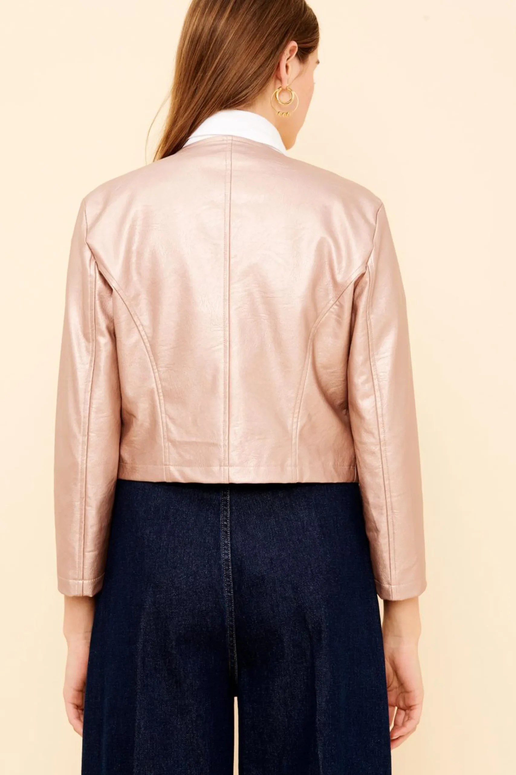 New La Fée Maraboutée Veste courte façon cuir - L/40 Rose