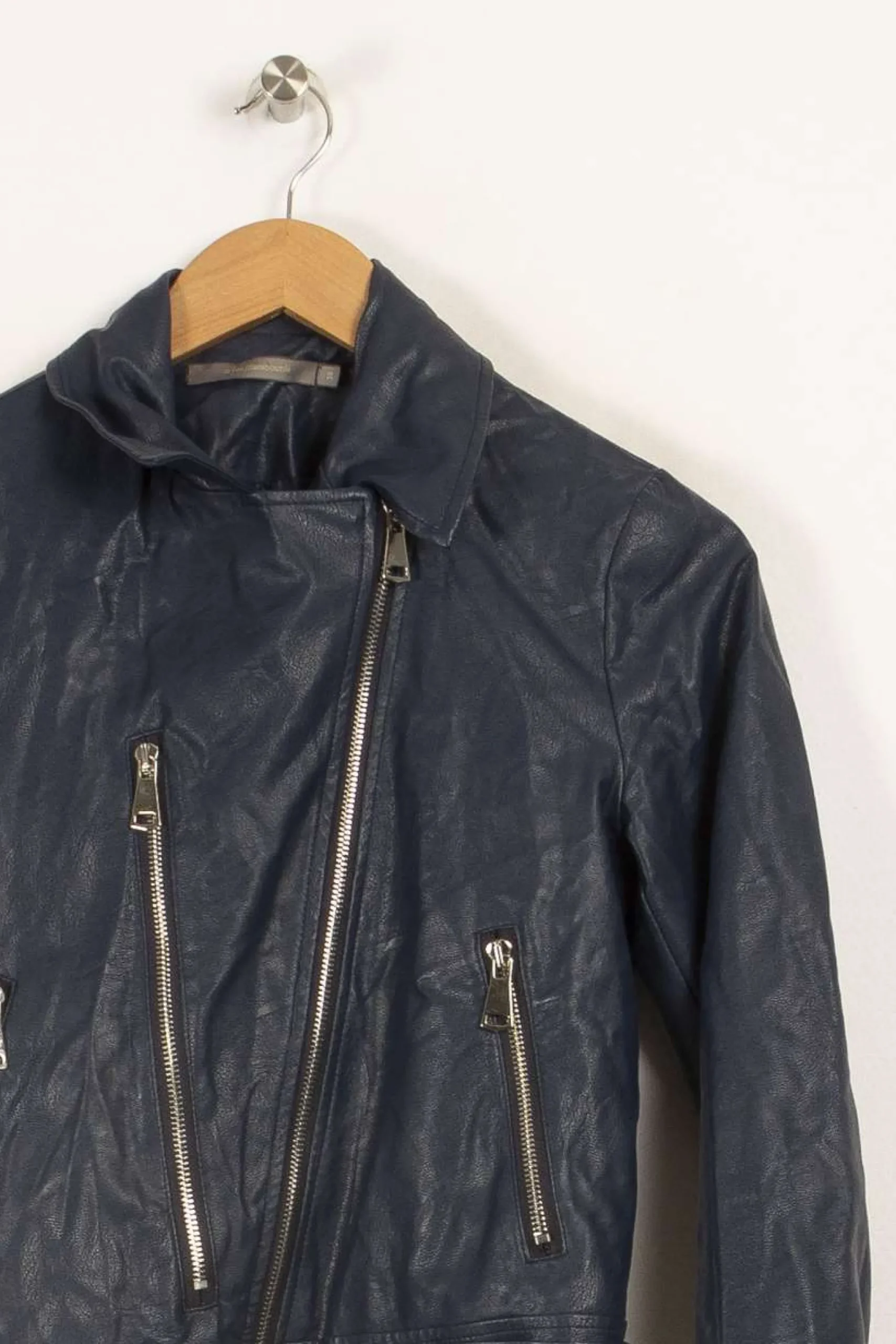 Online La Fée Maraboutée Veste en cuir foncé - Taille M/38 Bleu