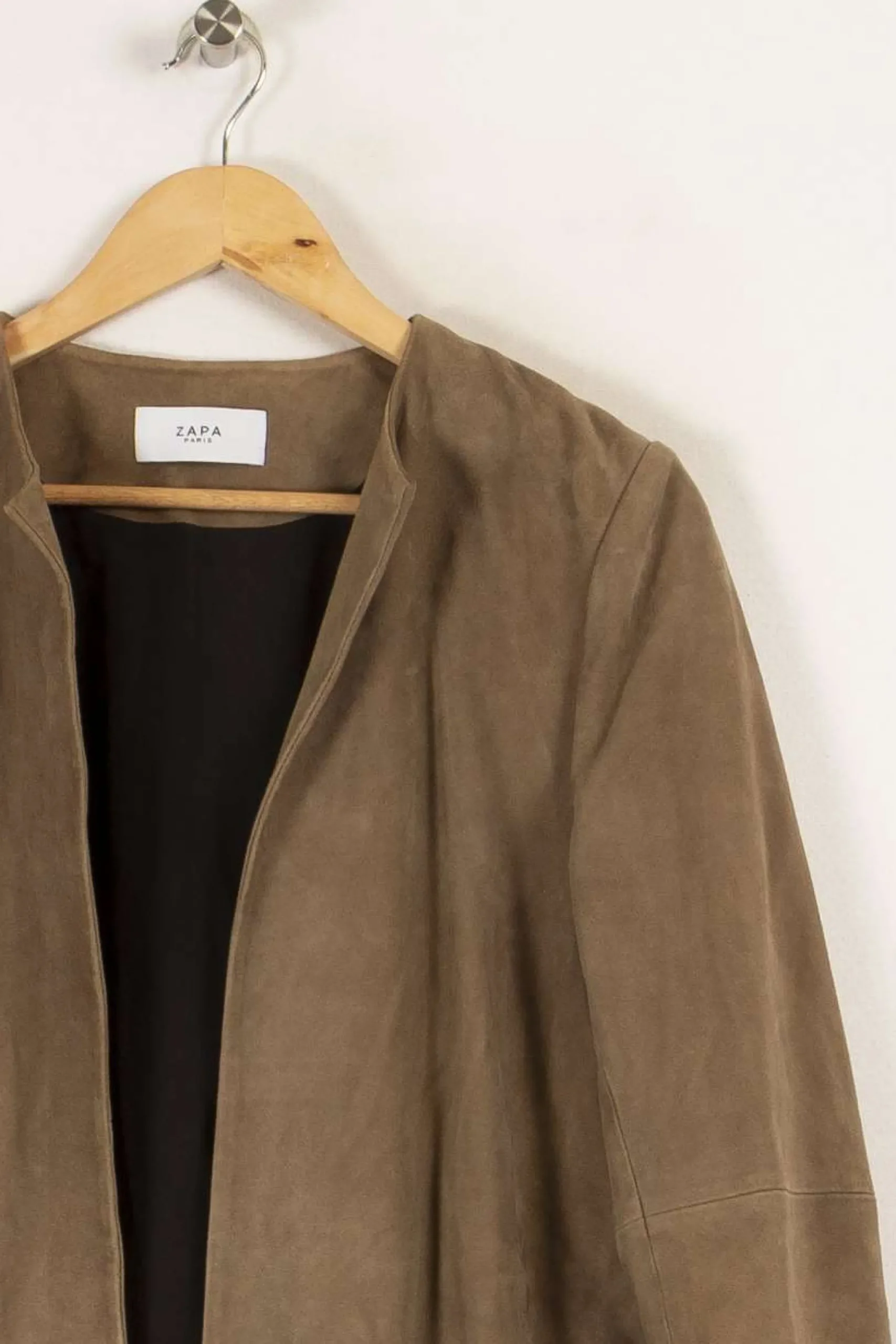 Online ZAPA Veste en cuir marron - Taille S/36 Vert