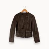 Discount Caroll Veste en cuir foncé - Taille S/36 Marron