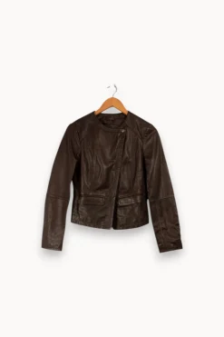 Discount Caroll Veste en cuir foncé - Taille S/36 Marron